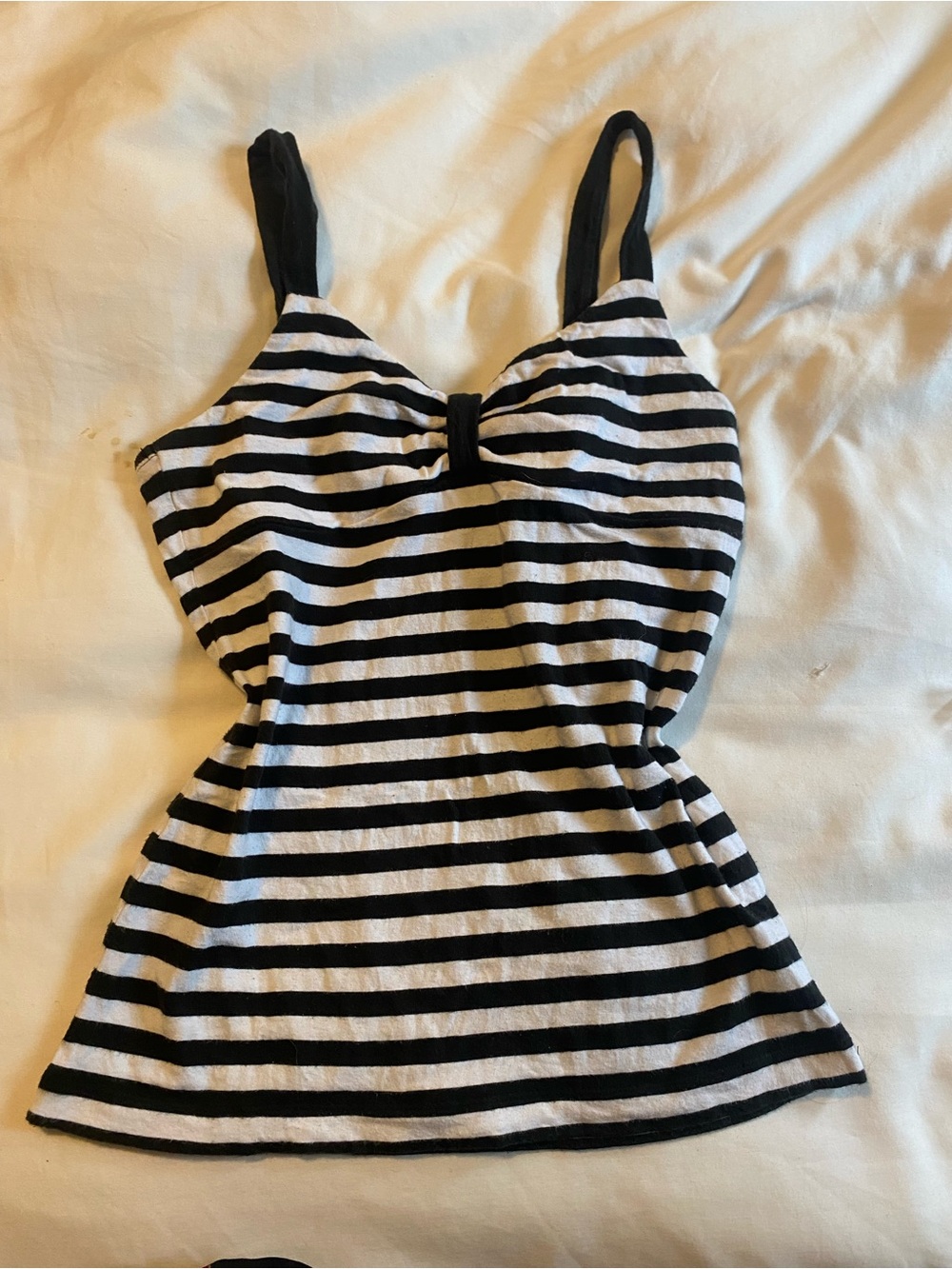 Striped Black and White Tank Top with Adjustable Straps